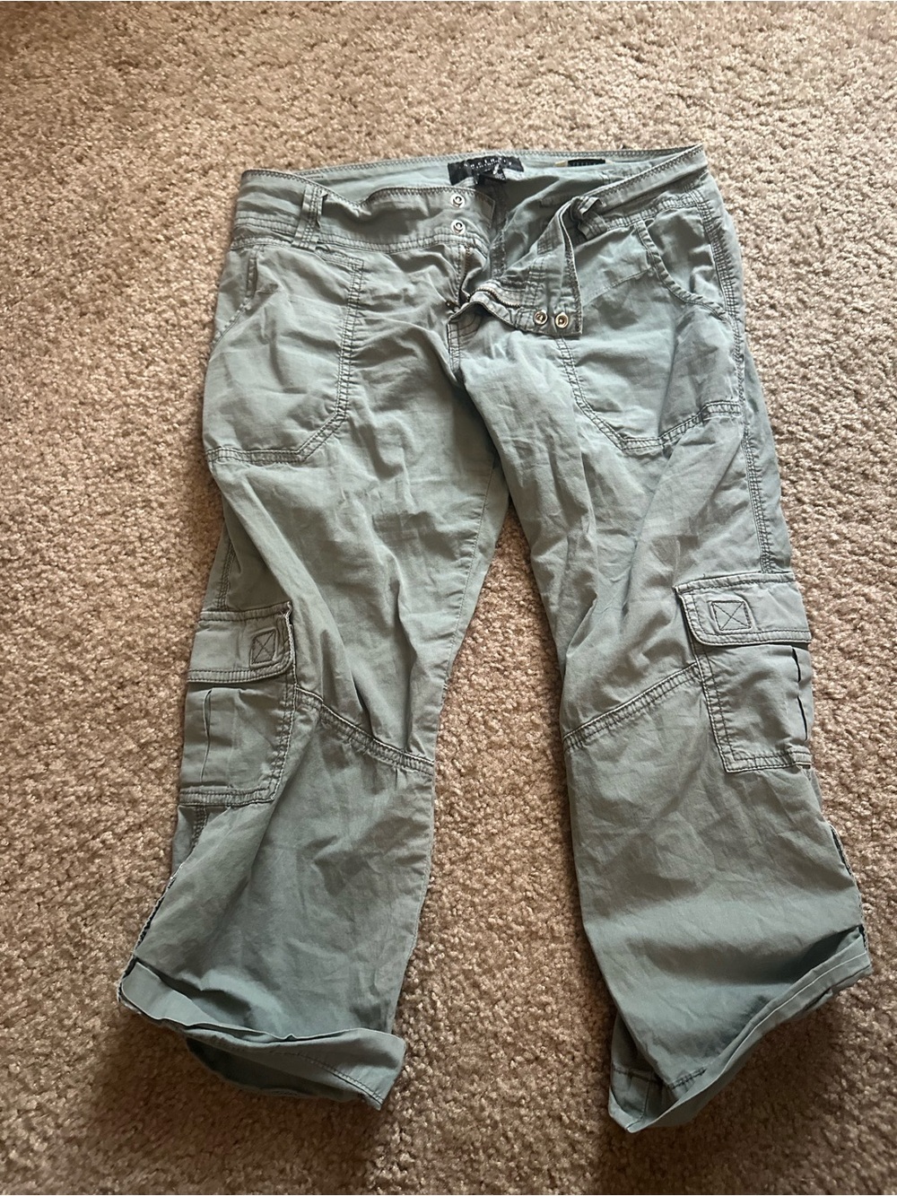 Sanctuary Sage Green Cropped Cargo Jeans